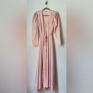 Ralph Montenero Vintage Pink Peignoir Set Maxi Slip Nightgown and Robe S